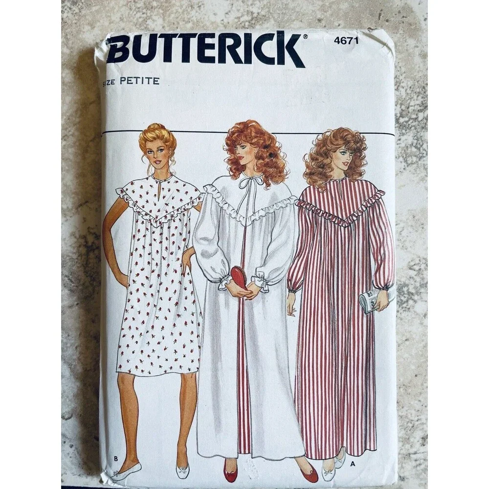 Nightgown Housedress Robe Sz 6 Butterick 4671 Sewing Pattern UNCUT Modest